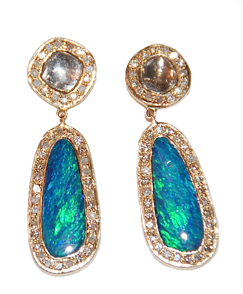 Opal pave earring