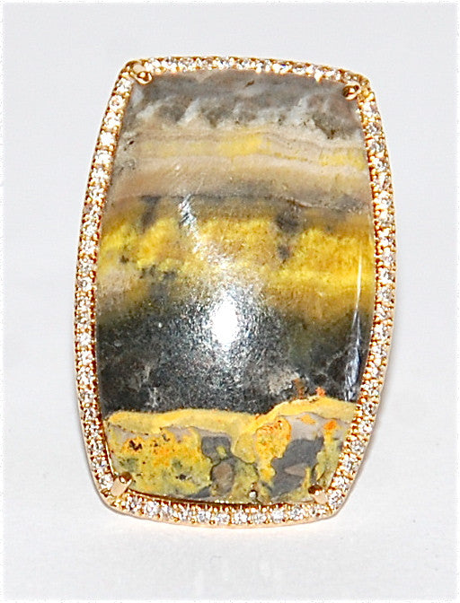 18kt Jasper with paved diamond ring