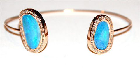 Blue opal paved diamond cuff