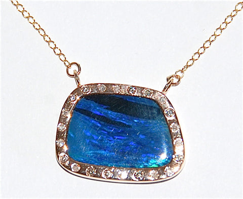 18kt Gold opal paved diamond Necklace