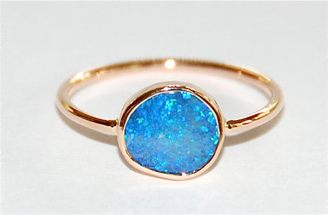 Blue opal band ring