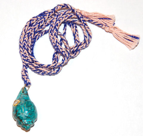 Turquoise ocean with polki diamond on bi color cotton cord