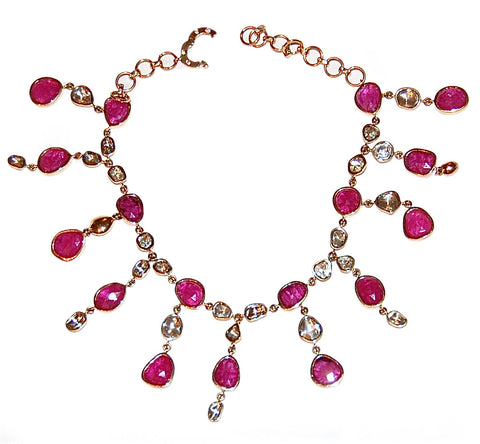 Rose cut diamond and rubies anklet